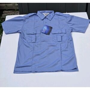 United Uniform Coolmax Poly Flex Short Sleeve Work Shirt Mens Medium‎ Blue NWT